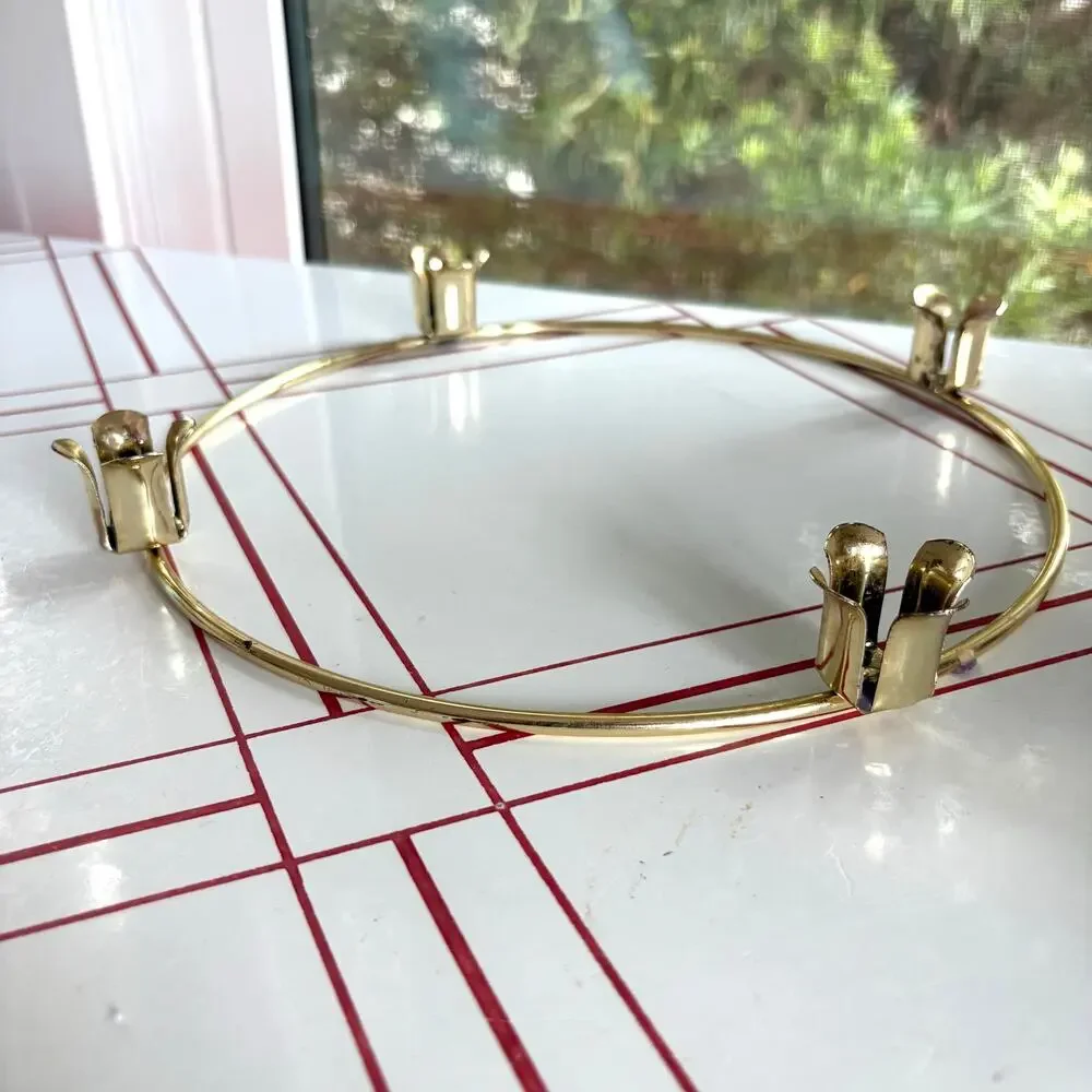 Vintage Gold Tone Brass Advent Candle Wreath Ring by General Wax Co